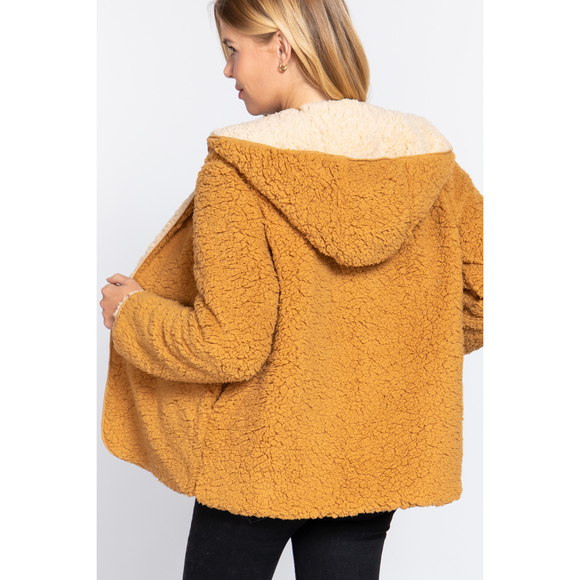 Hoodie Faux Fur Reversible Jacket - Picture 5 of 10